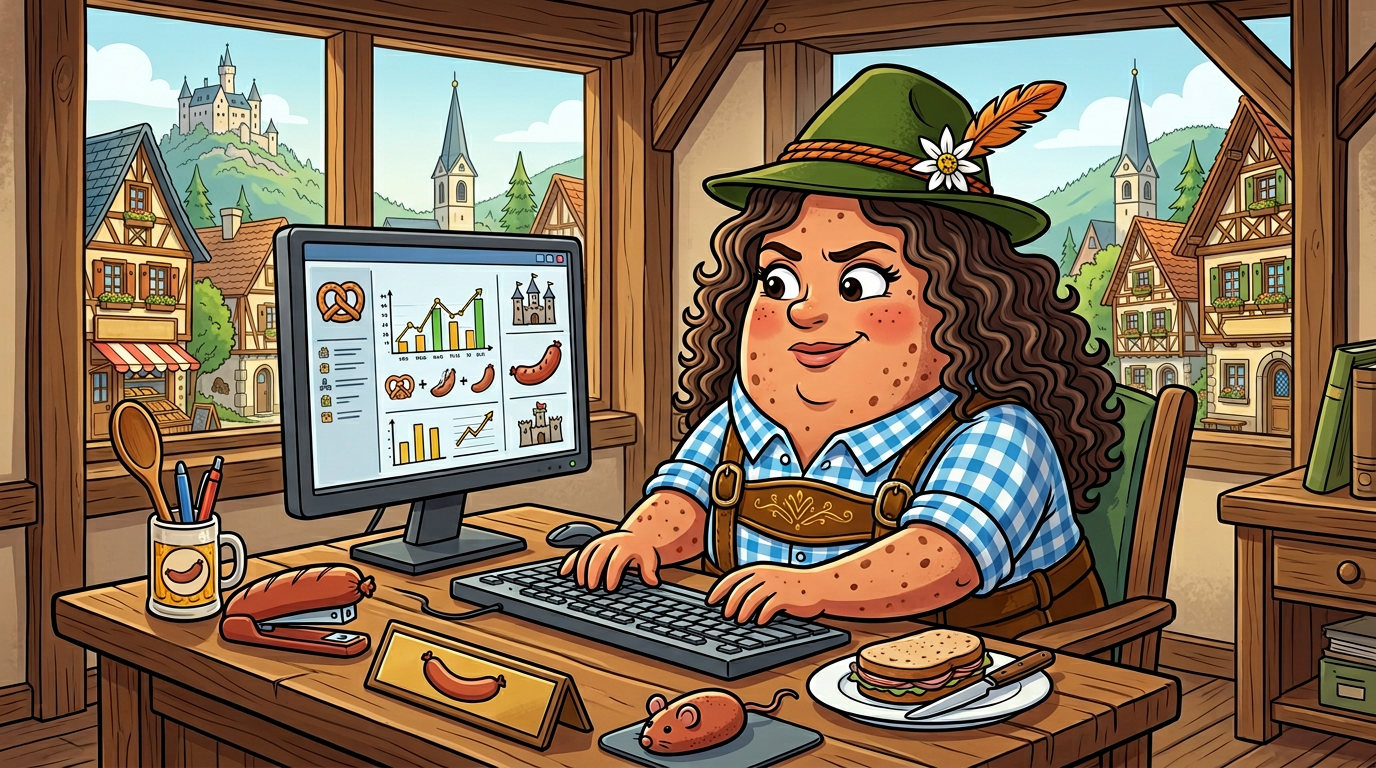 Susan at a desk in an office or creative workspace.